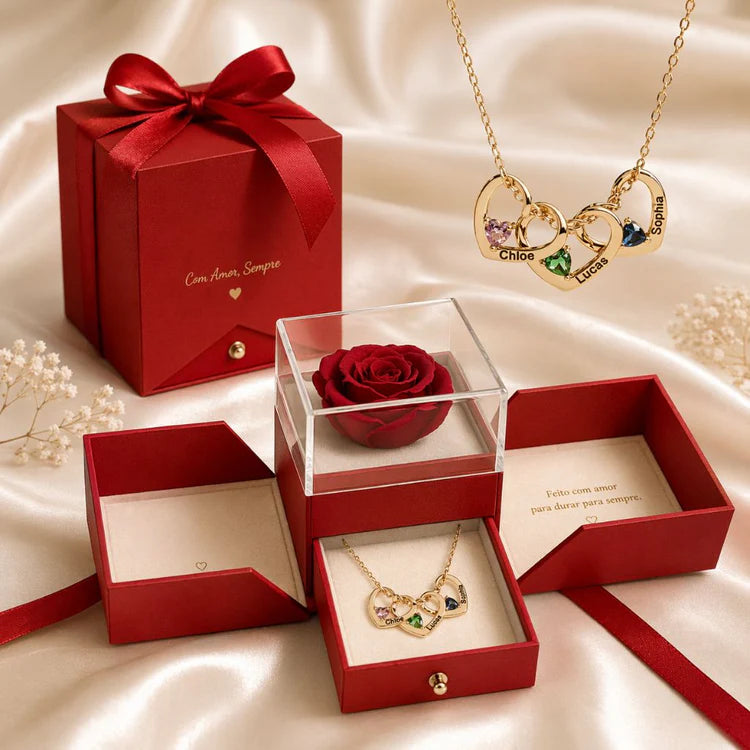 Colar Amor Eterno Personalizável - Nome e Mês de Aniversário