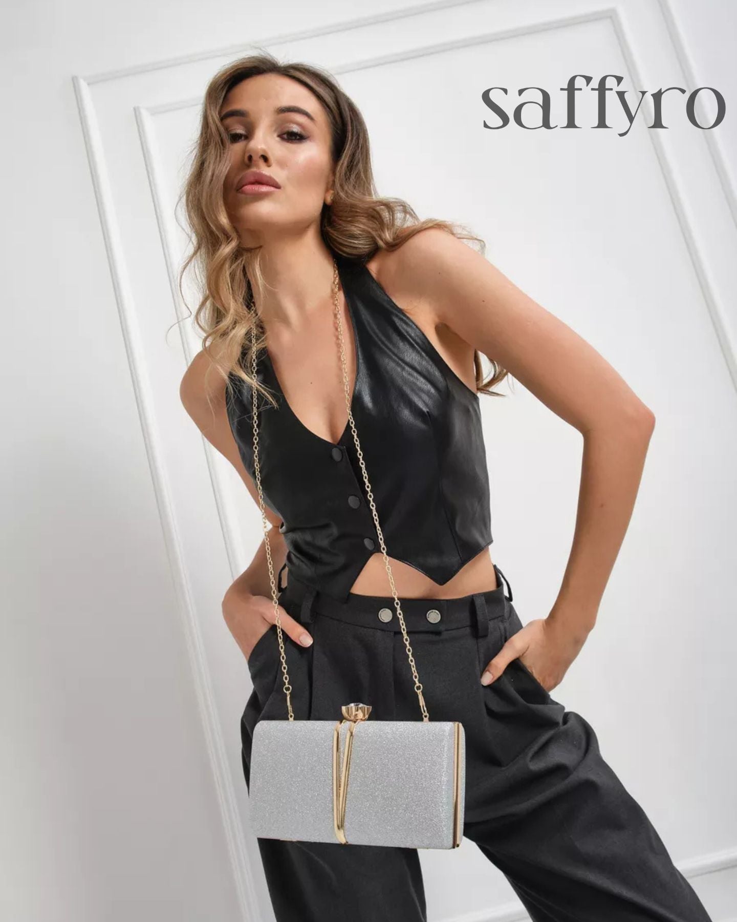 Bolsa Feminina Clutch Liage Brilhante Retangular Para Festa