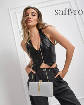 Bolsa Feminina Clutch Liage Brilhante Retangular Para Festa