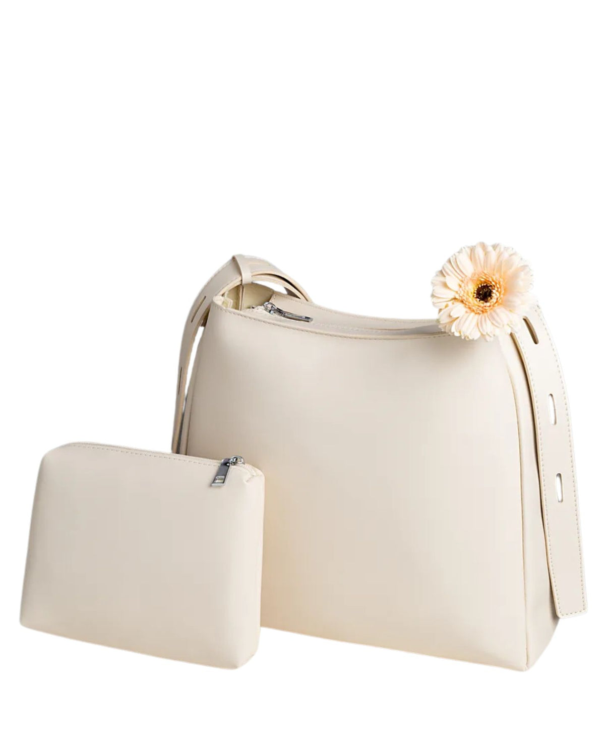Bolsa Feminina Branca de Couro Luiza Espaçosa com Bolsinha