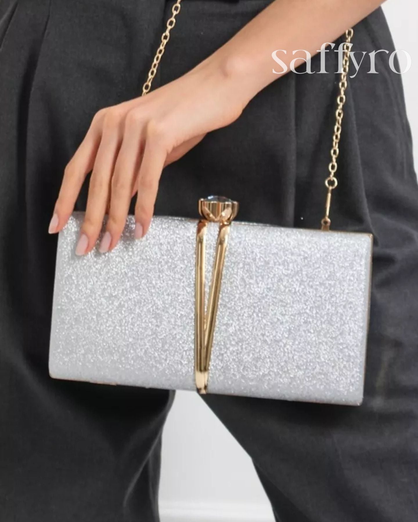 Bolsa Feminina Clutch Liage Brilhante Retangular Para Festa