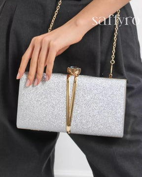 Bolsa Feminina Clutch Liage Brilhante Retangular Para Festa