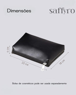 Bolsa Feminina Preta de Couro Luiza Espaçosa com Bolsinha