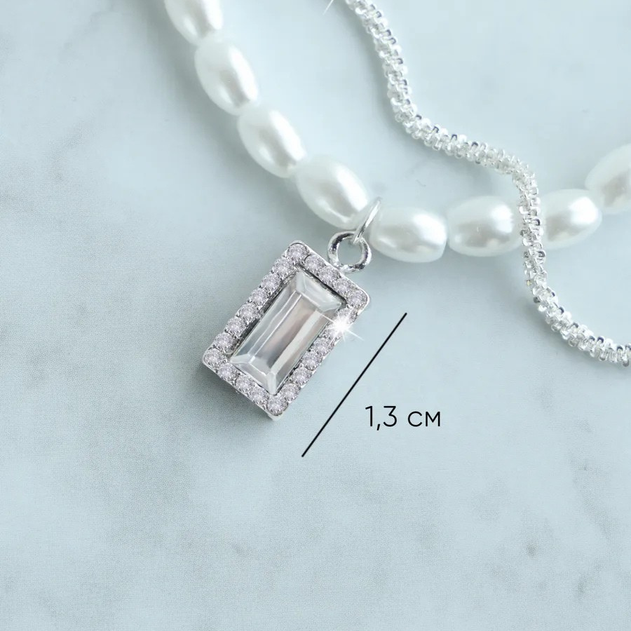 Colar de Pérolas com Pingente de Zircônia + Corrente de Prata 925