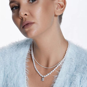 Colar de Pérolas com Pingente de Zircônia + Corrente de Prata 925