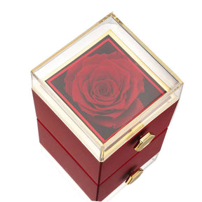 Caixa com Rosa Eterna + Anel Solitário Brilhante