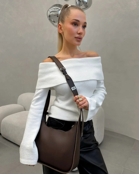 Bolsa Feminina Marrom Vintage de Ombro em Couro Legítimo