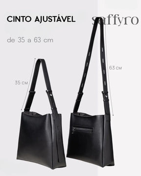Bolsa Feminina Preta de Couro Luiza Espaçosa com Bolsinha