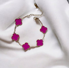 Pulseira Feminina Trevo Mini Dourada