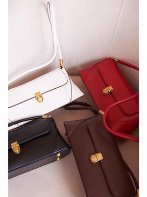 Bolsa Feminina Baguete  Couro legitimo Vermelha Fashion Londres