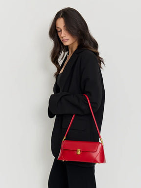 Bolsa Feminina Baguete  Couro legitimo Vermelha Fashion Londres