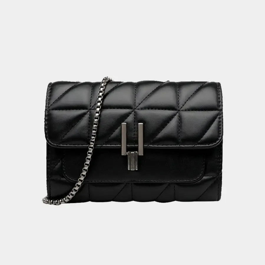 Bolsa Feminina de Ombro Preta Em Couro Clutch