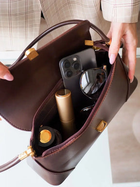 Bolsa Feminina Baguete  Couro legitimo Marron Fashion Londres