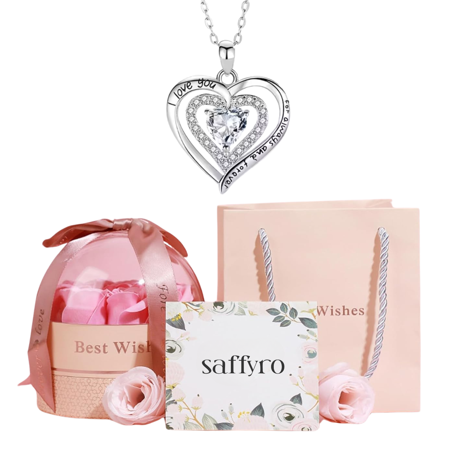 Colar Mãe Eu Te Amo - Caixa Especial com Urso e Rosa Eterna