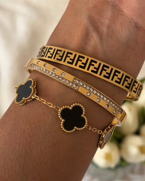 Pulseira Feminina Trevo Mini Dourada