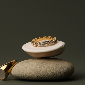 Anel Esferas Diamond Banhado Ouro 18K (Verificar os tamanhos)