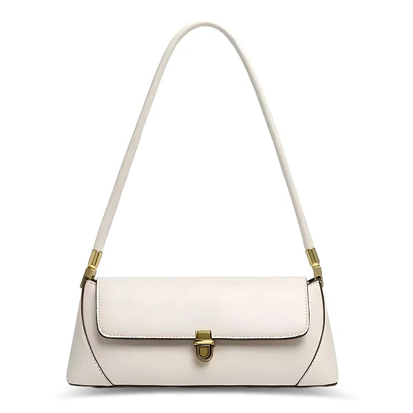 Bolsa Feminina Baguete  Couro legitimo Branca Fashion Londres