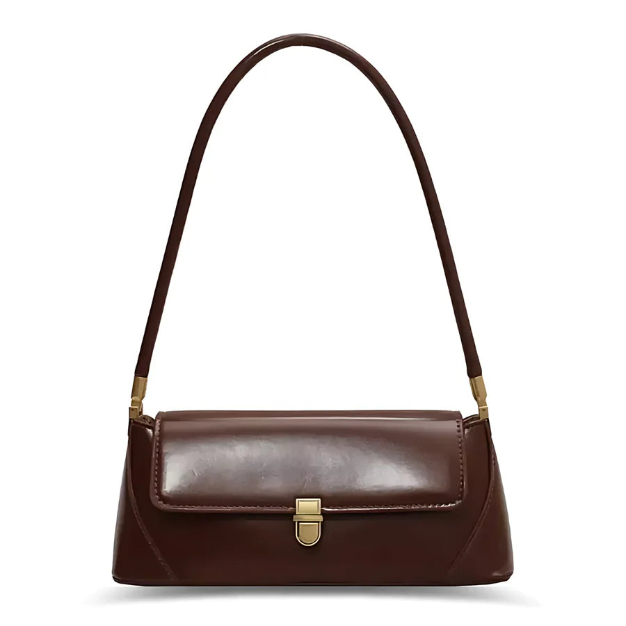 Bolsa Feminina Baguete  Couro legitimo Marron Fashion Londres