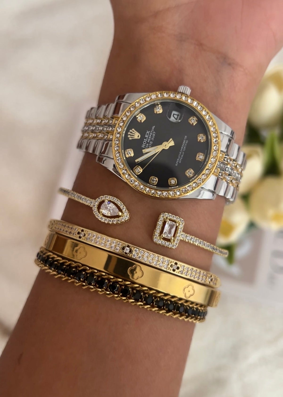 Mix Feminino Marbella Dourado - Preto