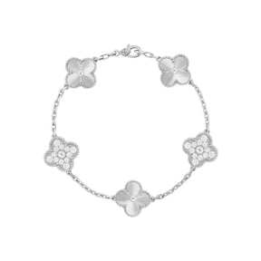 Pulseira Feminina Trevo de Cristal Prata/Dourado