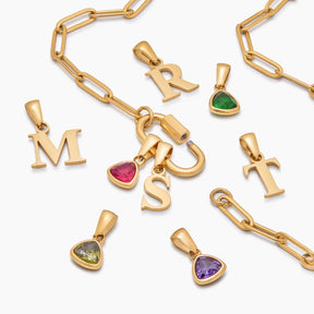 Colar Personalizado com Letra e Pedra de Nascimento