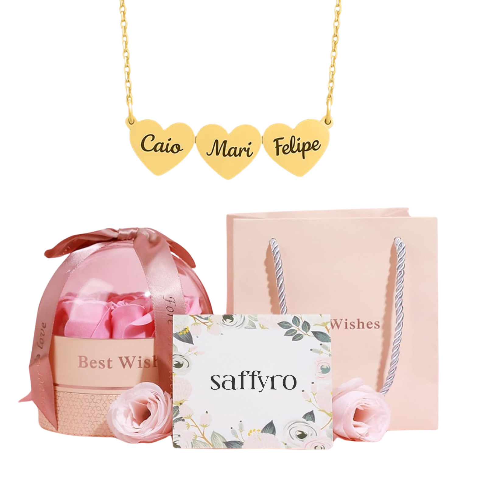 Colar Mãe Eu Te Amo - Caixa Especial com Urso e Rosa Eterna