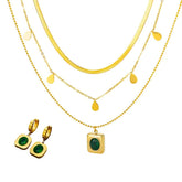 Conjunto Feminino Dourado Estilo Clássico Quadrado