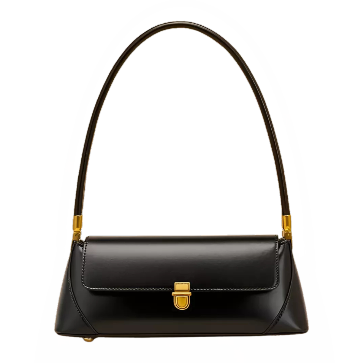 Bolsa Feminina Baguete Couro legitimo Preta Fashion Londres