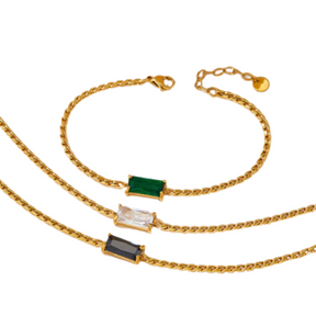Pulseira Feminina Dourada Trançada com Cristal