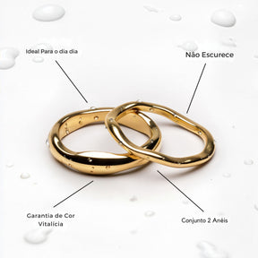 Anéis Gemini Banhado Ouro 18K (Verificar Tamanhos)