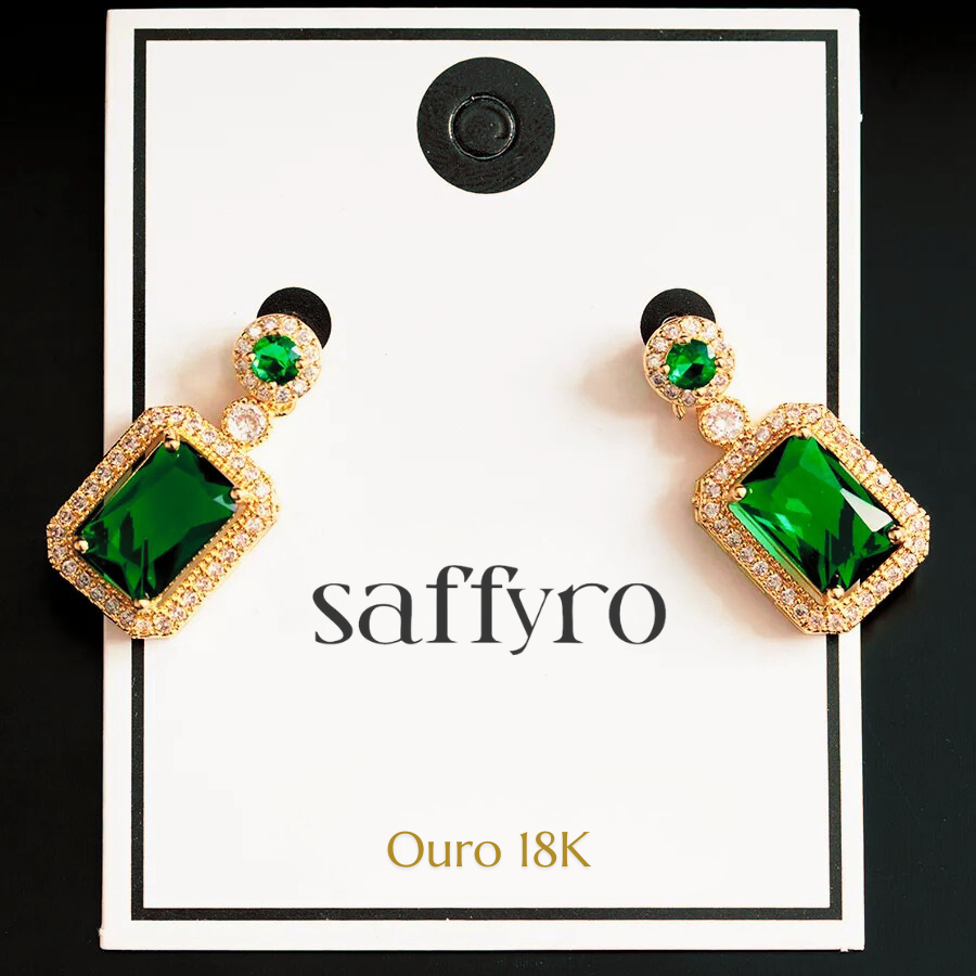 Conjunto Feminino Luxury Green Banhado Ouro 18K