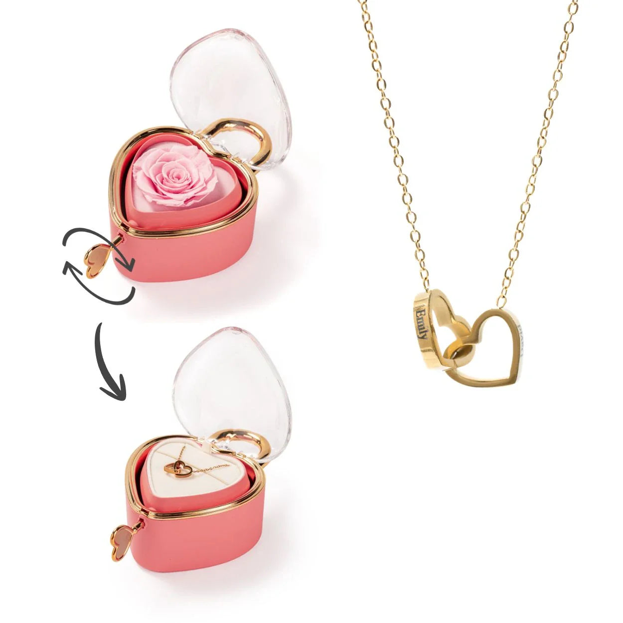 Colar Ligação Eterno Personalizável com Caixa Rotativa Amor Eterno