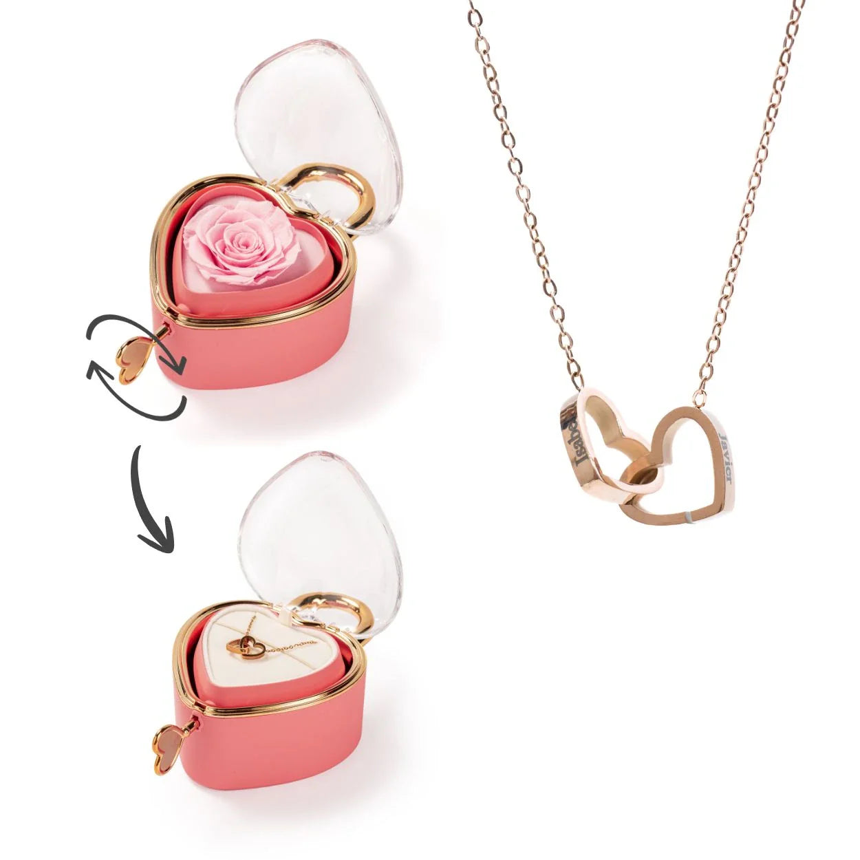 Colar Ligação Eterno Personalizável com Caixa Rotativa Amor Eterno