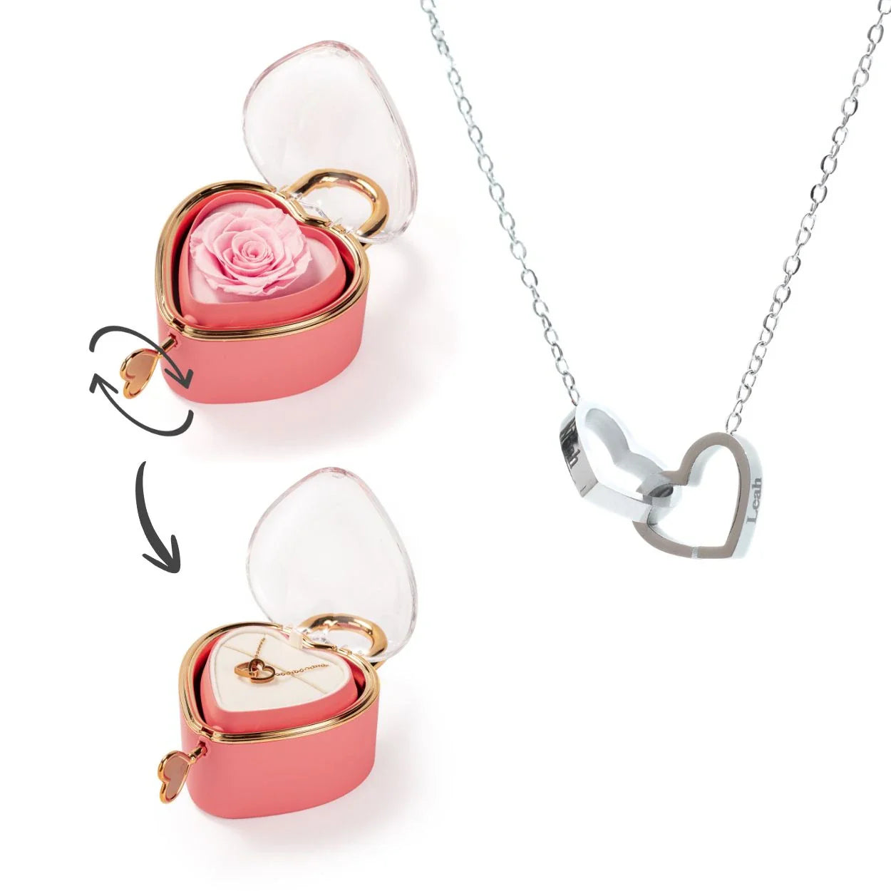 Colar Ligação Eterno Personalizável com Caixa Rotativa Amor Eterno