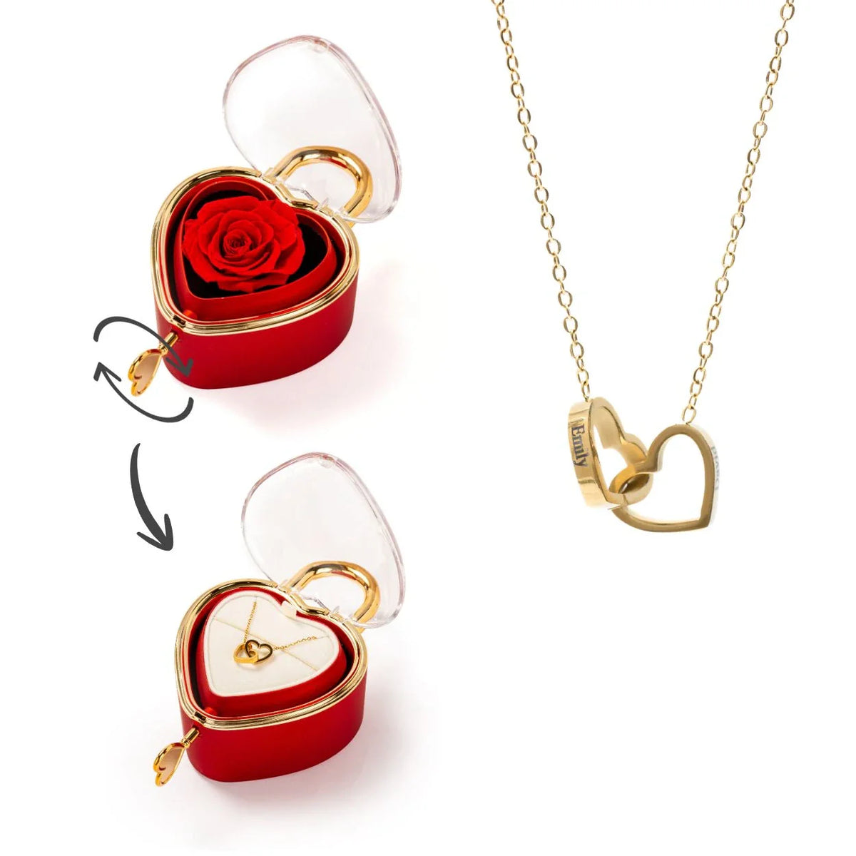 Colar Ligação Eterno Personalizável com Caixa Rotativa Amor Eterno