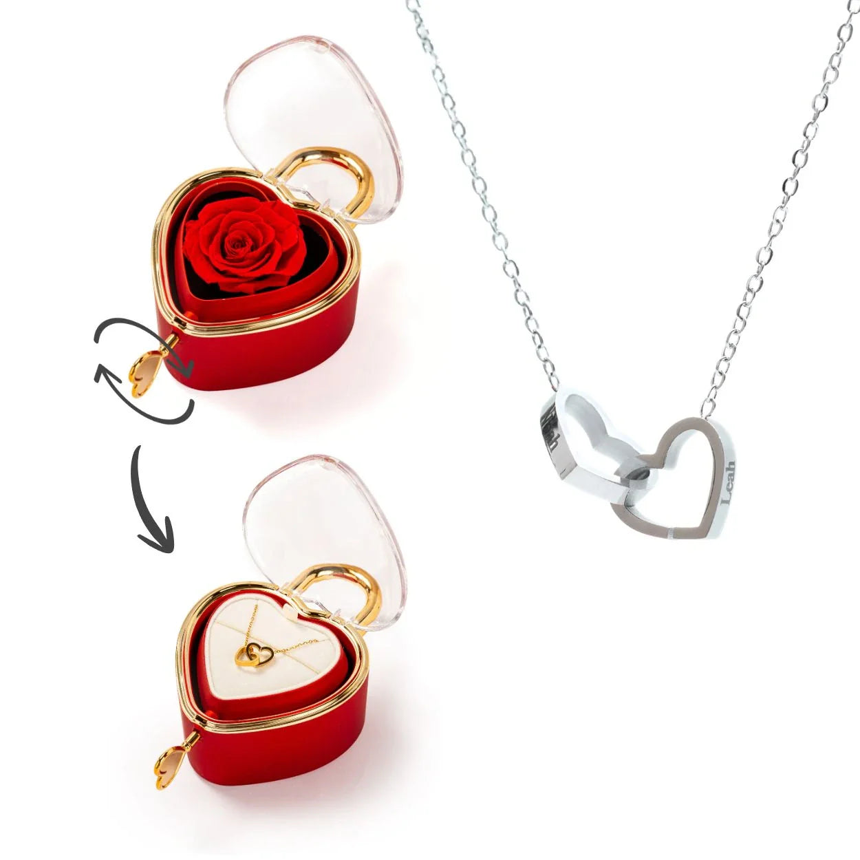 Colar Ligação Eterno Personalizável com Caixa Rotativa Amor Eterno
