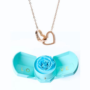 Caixa Rotativa Rosa Eterna com Colar Ligação Personalizável