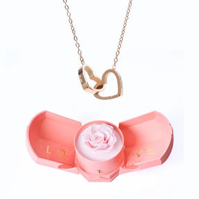 Caixa Rotativa Rosa Eterna com Colar Ligação Personalizável