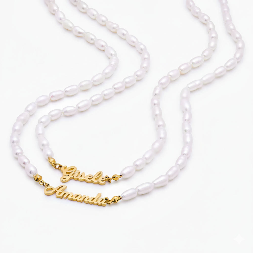 Colar de Pérolas Personalizado com Nome