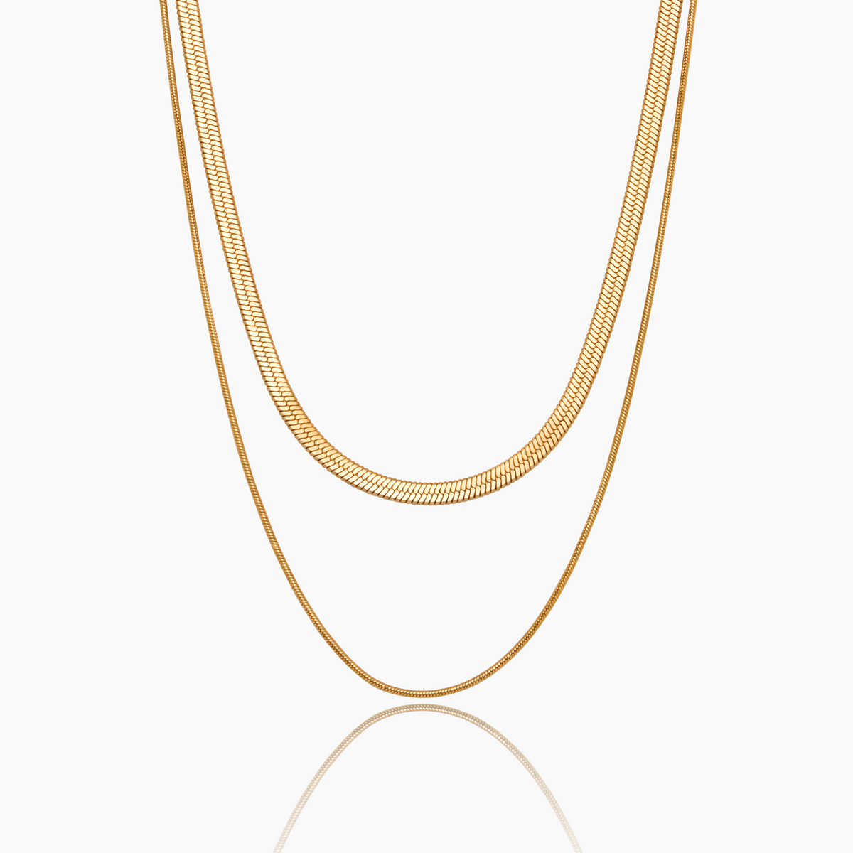 Colar Dual Snake Banhado Ouro 18K