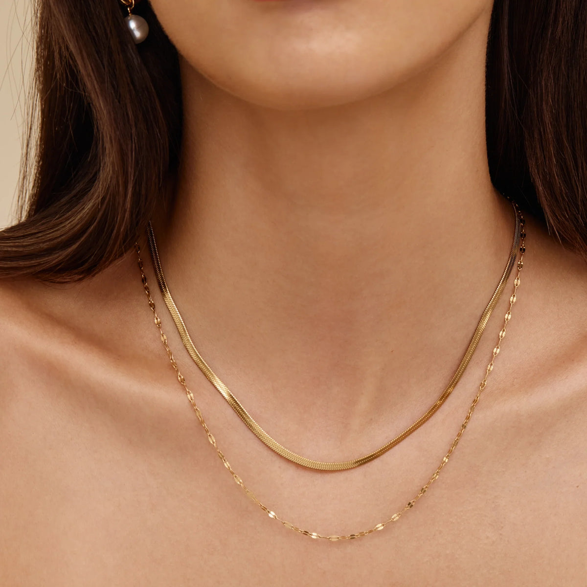 Colar em Camadas Snake e Elos Banhado Ouro 18K