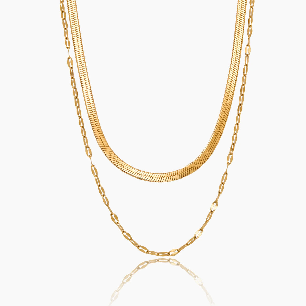 Colar em Camadas Snake e Elos Banhado Ouro 18K