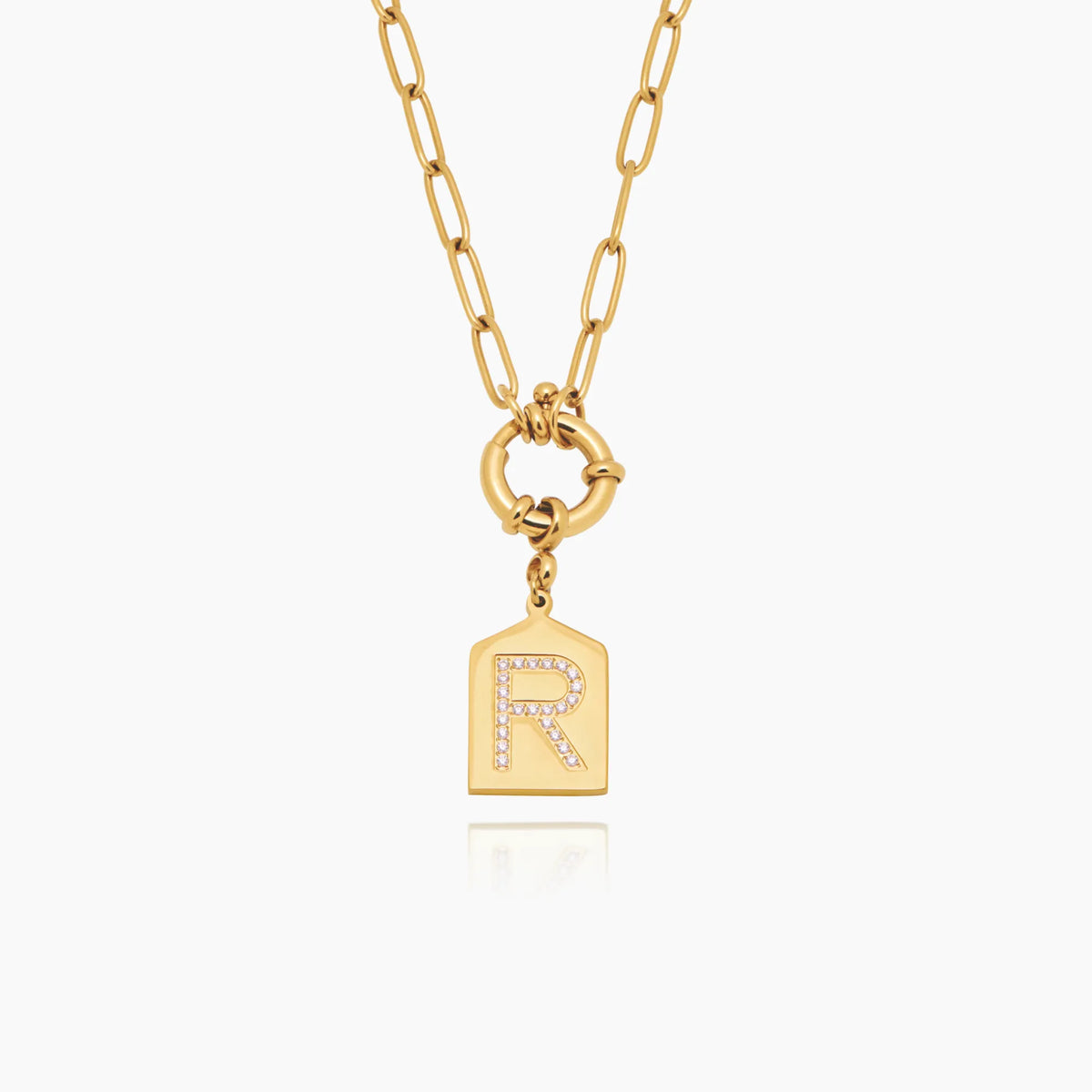 Colar Inicial Cravejado Banhado Ouro 18K