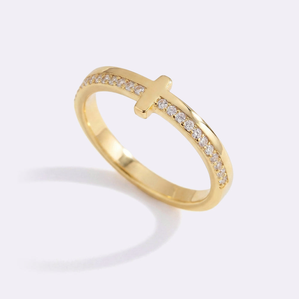 Anel Cruz Dourada Benção e Proteção