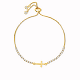Pulseira Cruz Dourada Cravejada