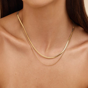 Colar Dual Snake Banhado Ouro 18K