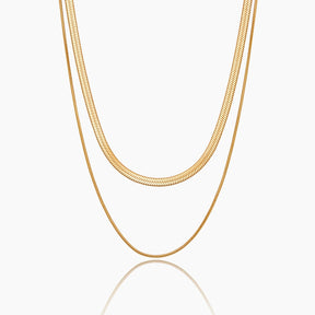 Colar Dual Snake Banhado Ouro 18K