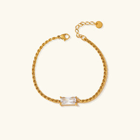 Pulseira Feminina Dourada Trançada com Cristal