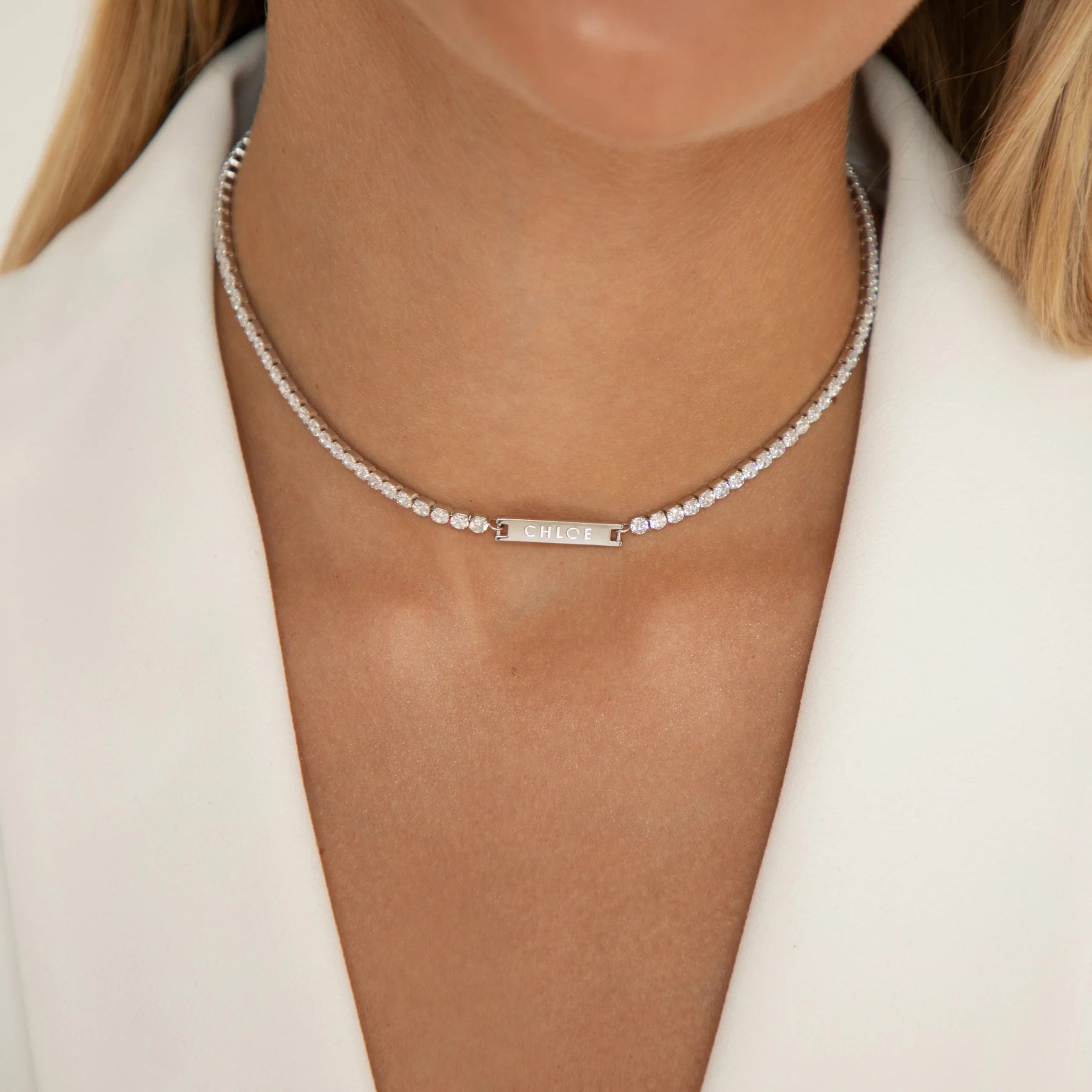 Colar Cravejado de Zircônia Personalizável