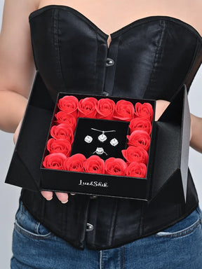 Encanto Eterno em Prata 925 - Conjunto de Joias com Rosas Preservadas